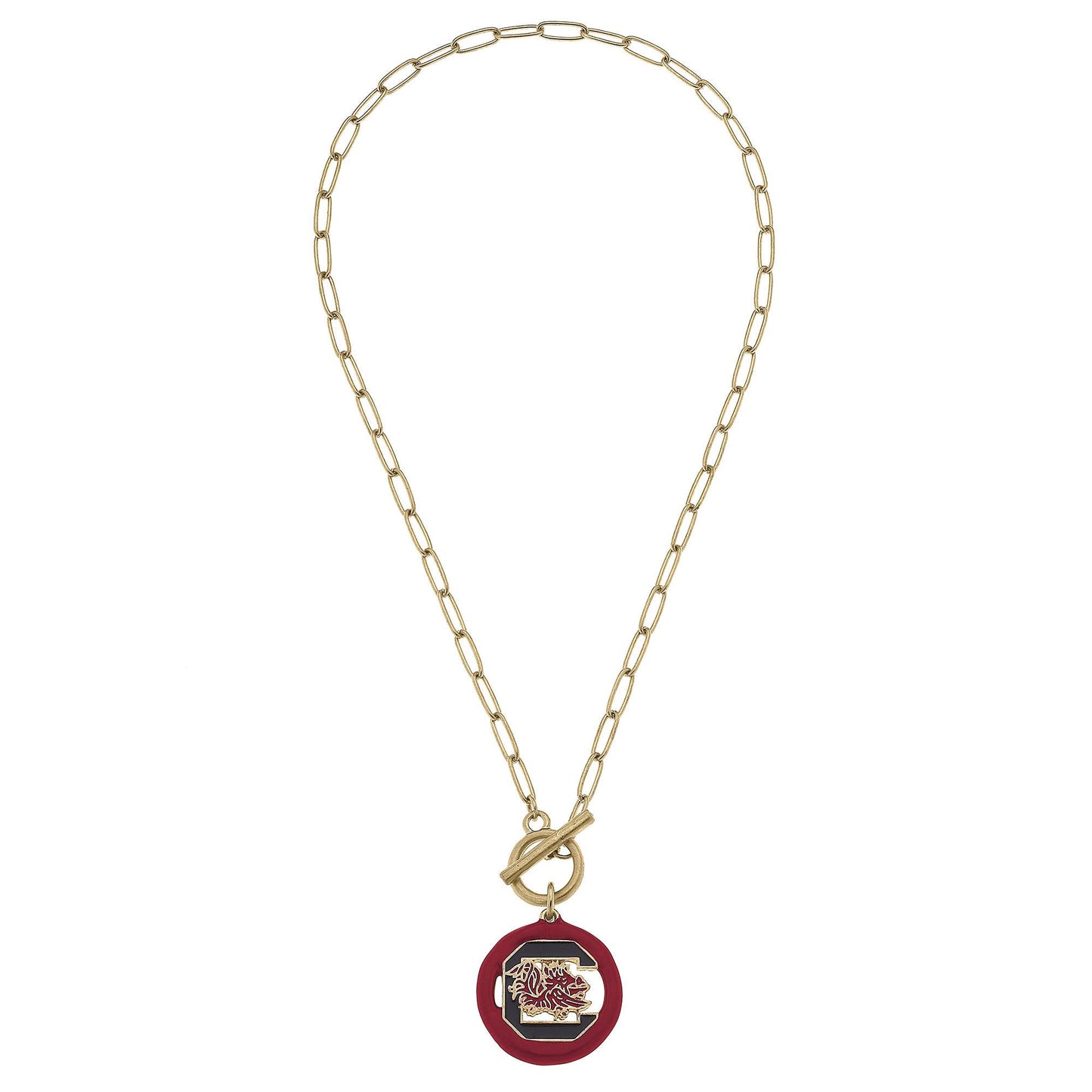 South Carolina Gamecocks Logo Enamel T-Bar Necklace