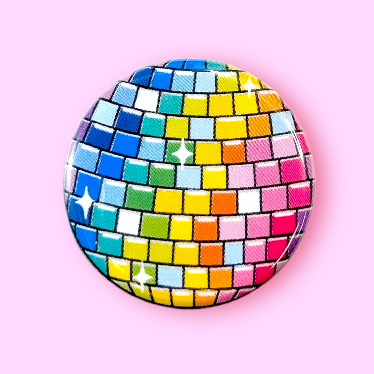 Rainbow Disco Ball Button