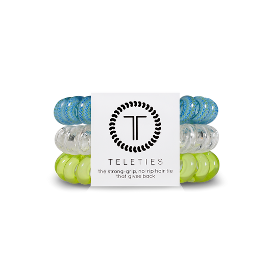 TELETIES - Ocean Villa - Large Spiral Hair Coils, Hair Ties, 3-Pack