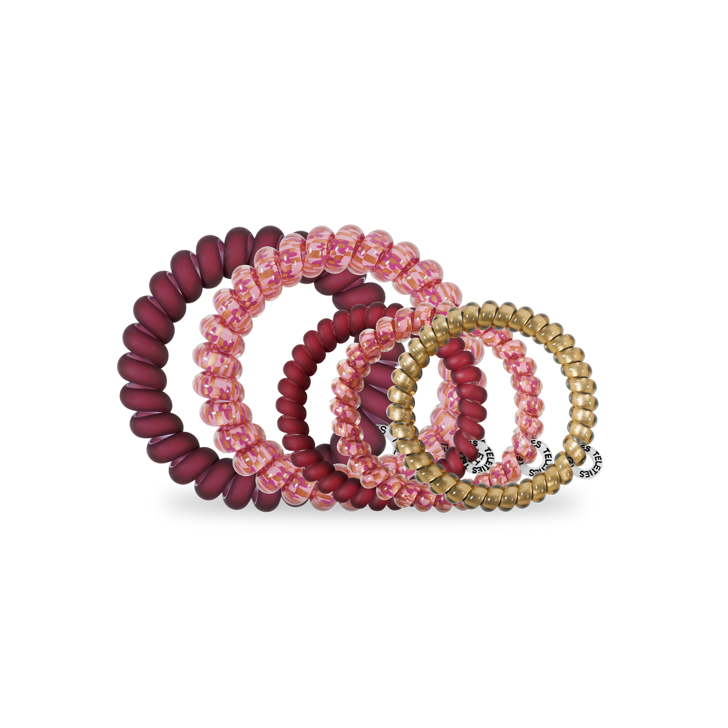 TELETIES - Spiral Hair Coils | Mixed Pack | Burgundy Bliss Hair Ties