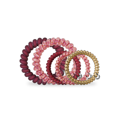 TELETIES - Spiral Hair Coils | Mixed Pack | Burgundy Bliss Hair Ties