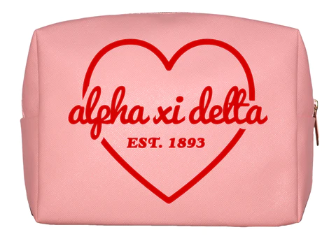 All Sorority Pink Makeup Bag with Red Heart