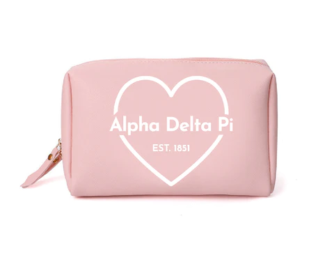 All Sorority Pink Makeup Bag with Red Heart