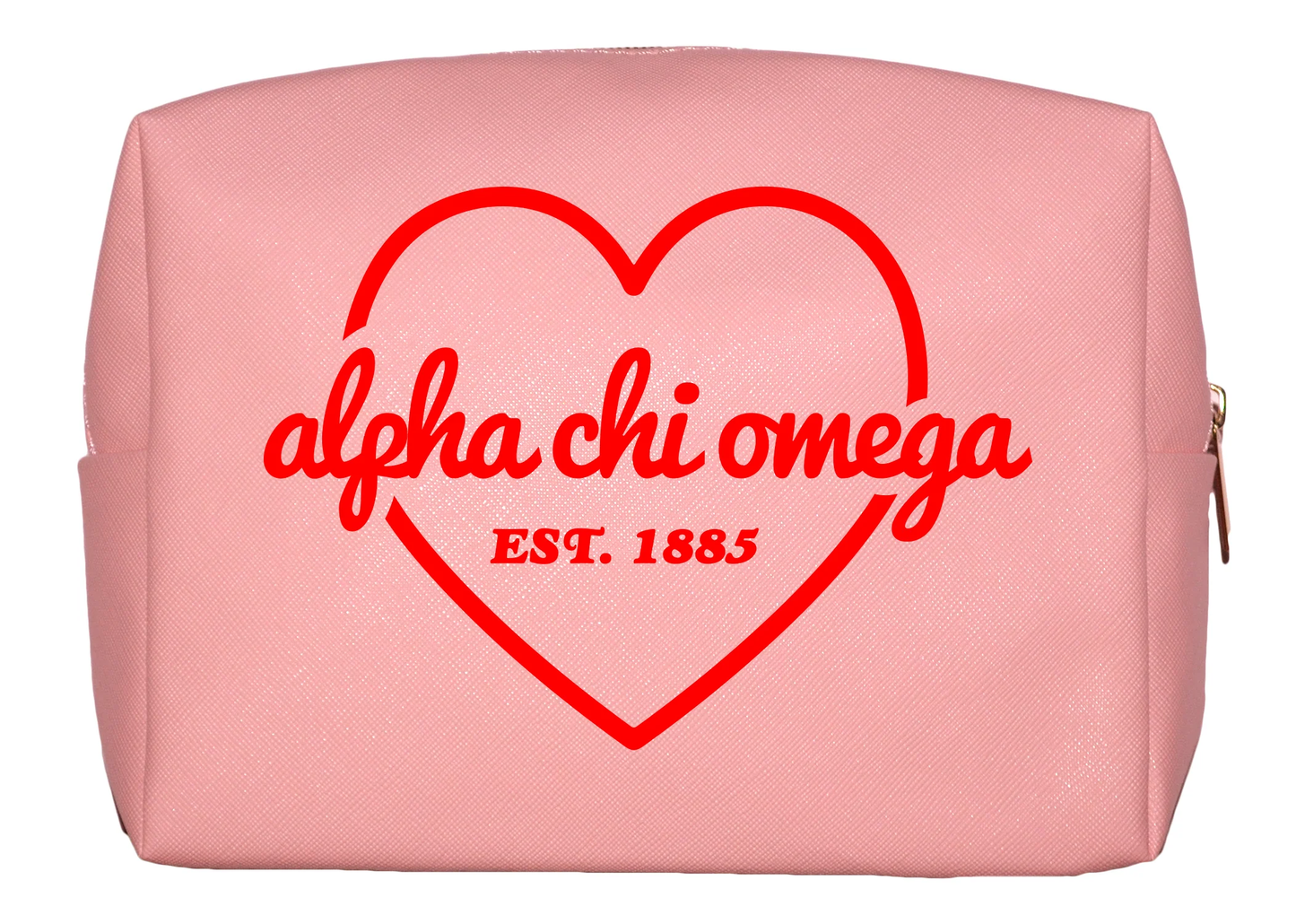 All Sorority Pink Makeup Bag with Red Heart