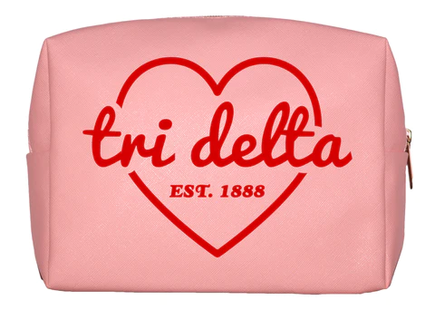 All Sorority Pink Makeup Bag with Red Heart