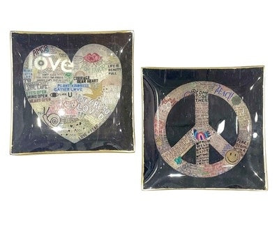 Choose Peace Large Square Decoupage Plate 10" x 10"