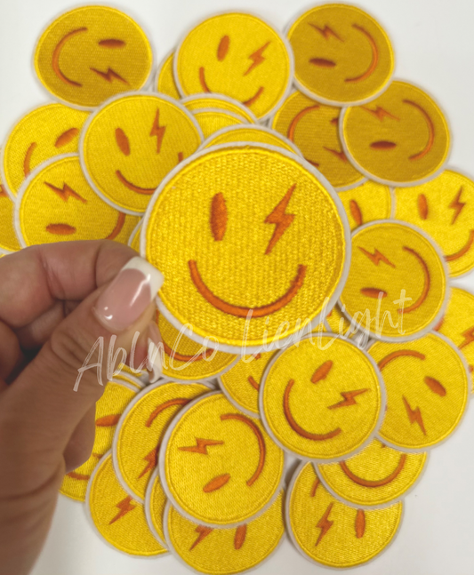 3” Yellow Bolt Smiley Patch