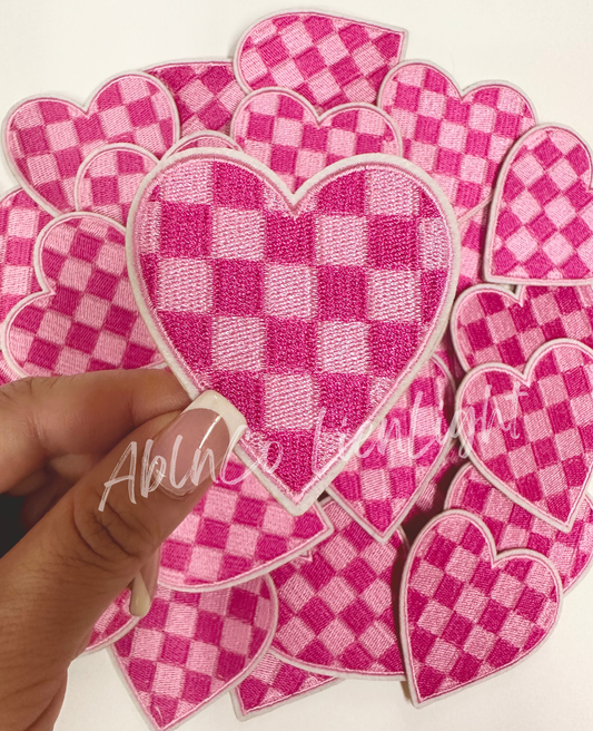 3” Pink Checkered Heart