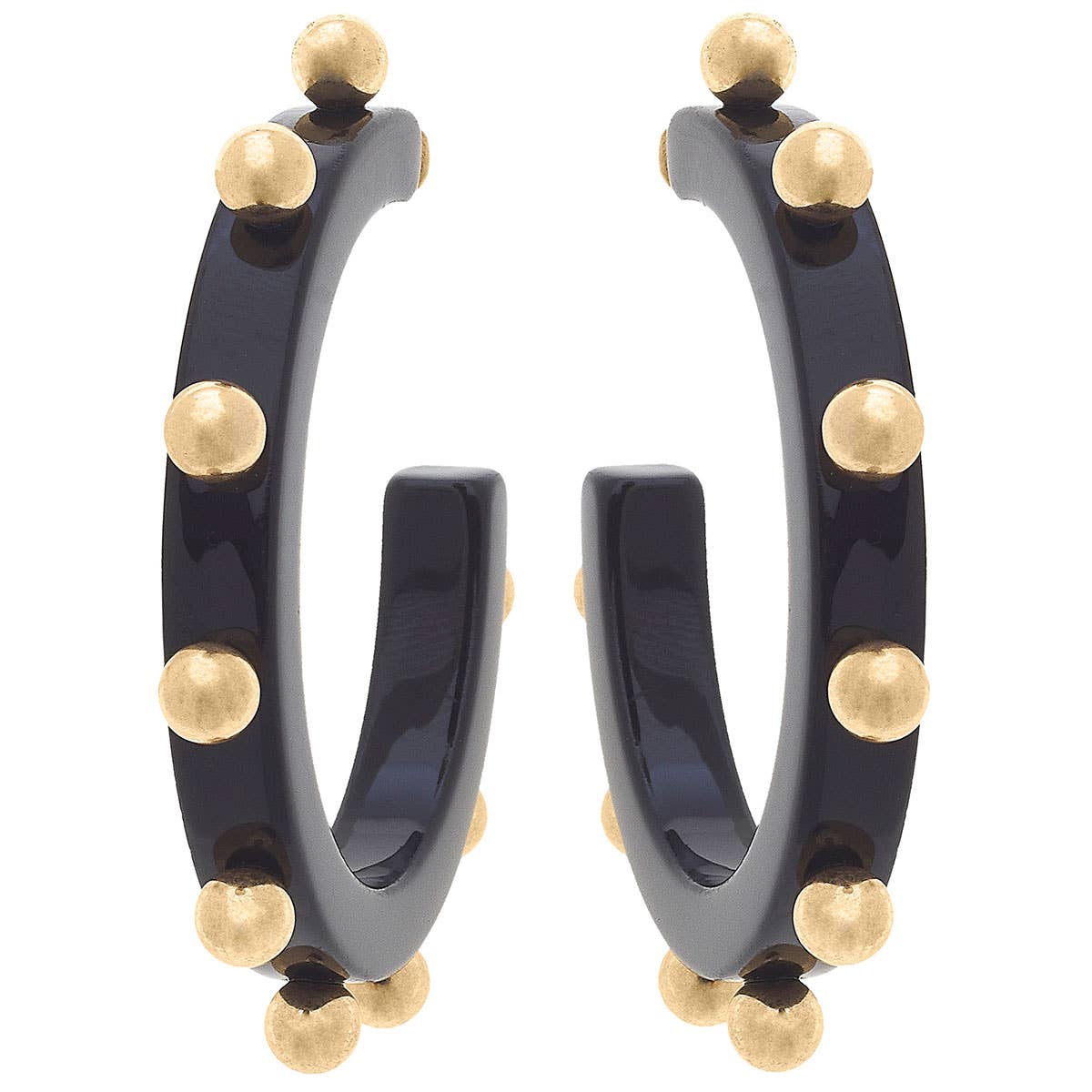 Kelley Studded Metal and Resin Hoop Earrings