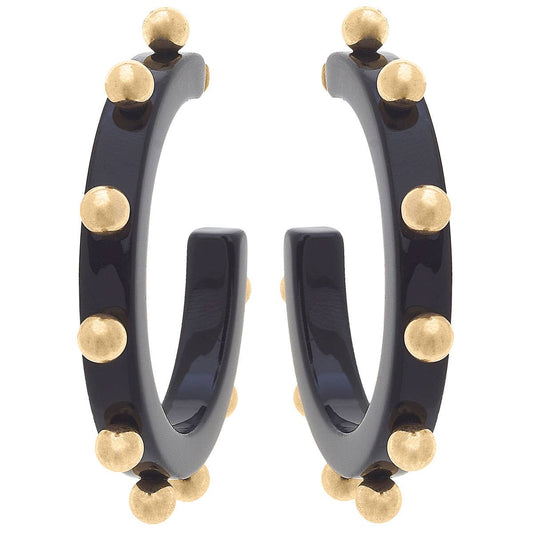 Kelley Studded Metal and Resin Hoop Earrings