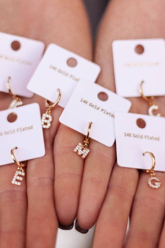 Pave Drop 14k Initial Earrings