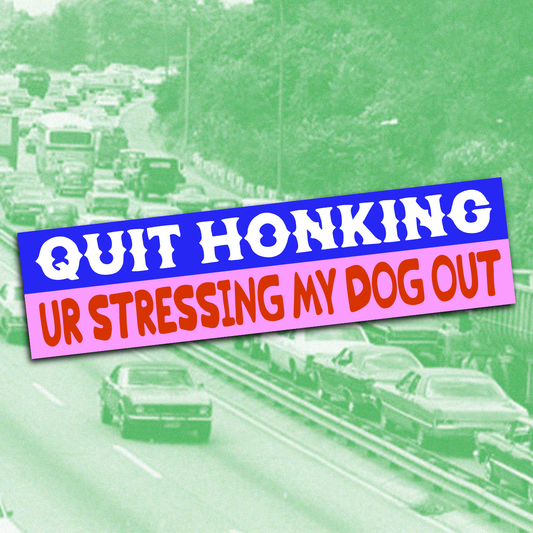 QUIT HONKING UR STRESSING MY DOG OUT Bumper Sticker