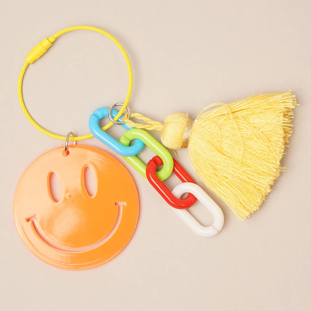 Smiley Face Charm w Tassel Keychain Bag Charms