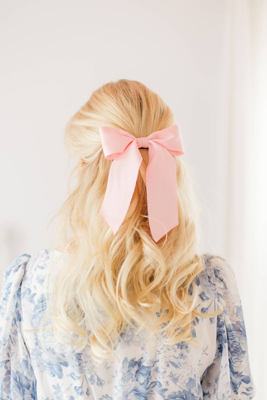 Grace & Grandeur Bailee Matte Satin Bow Barrette