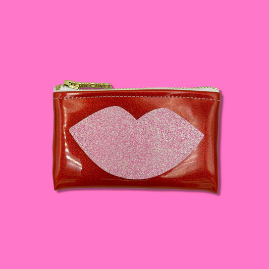 Julie Mollo! - Pout Pouch! Pink & Red Glitter Lips Bag! Lipstick Holder!