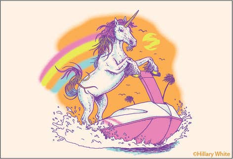 Unicorn on jet boat ski Magnet