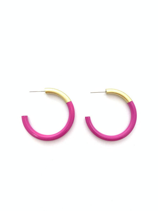 Medium Liz Hoops in Fushcia