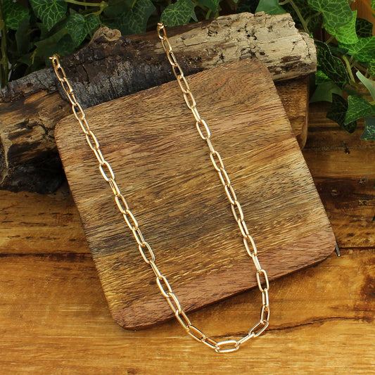 Simple Gold Paperclip Link Chain Necklace