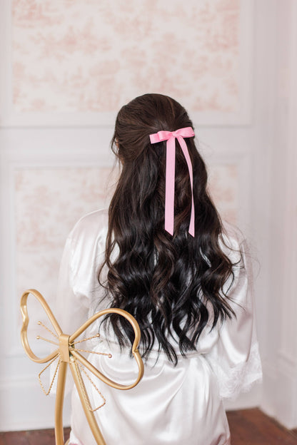 Grace & Grandeur Micro Alice Matte Satin Bow Barrette