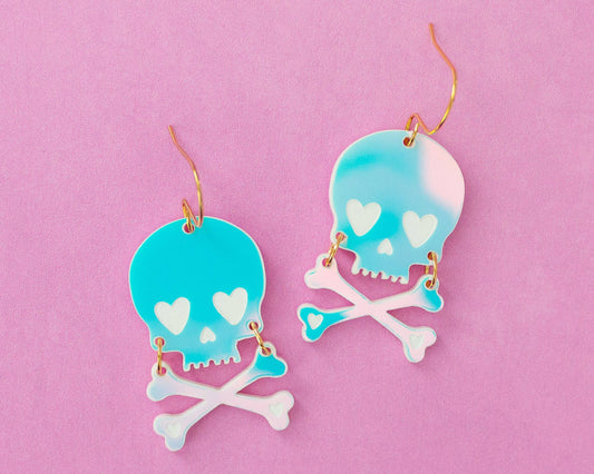 Holographic Skull Halloween Earrings